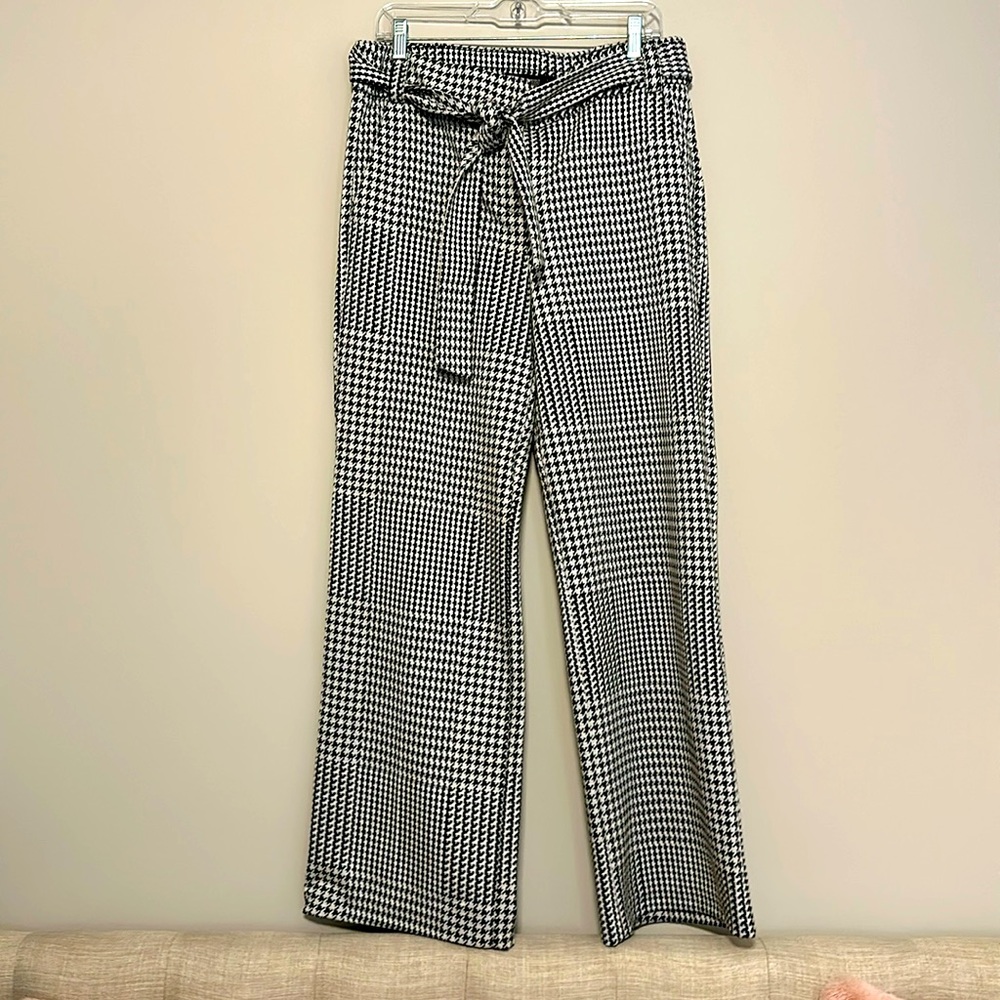 Black and white plaid wide leg pants
